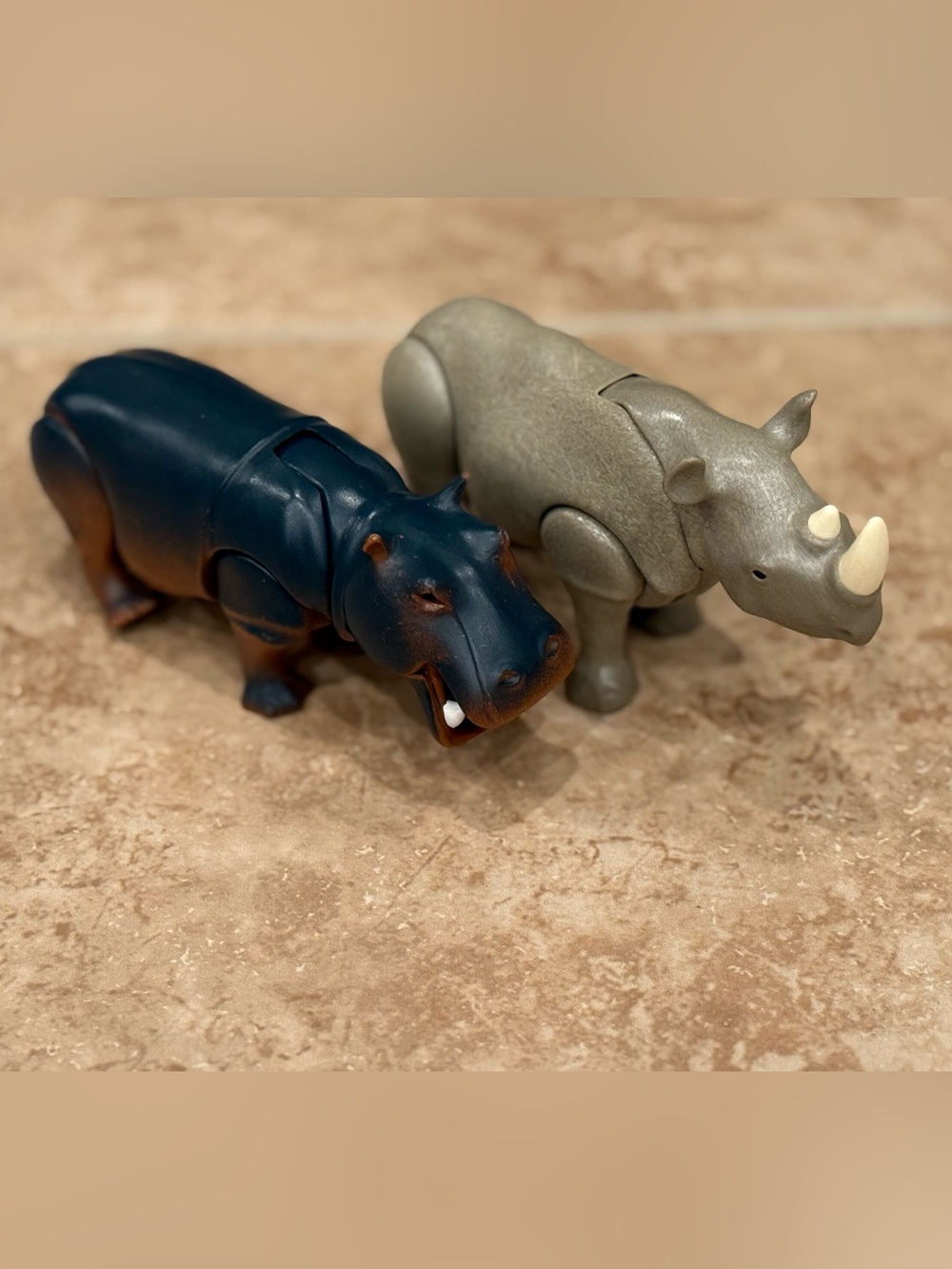Playmobil hippopotamus and rhinoceros